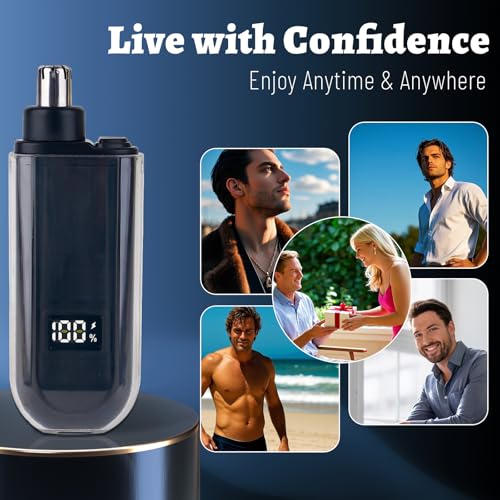Nose and Ear Hair Trimmer for Men, 2026 Nose Hair Trimmer Clipper with LED Display for Women, Professional IPX7 Waterproof Dual Edge Blades Nasal Trimmer Clippers for Travel