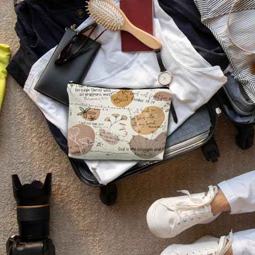 Christian Bible Verse Scripture Gifts for Women Makeup Pouch Bag Cosmetic Bags for Women