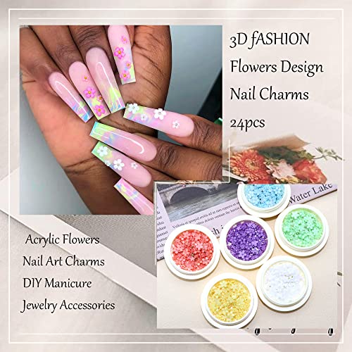 BELICEY 300Pcs 3D Wood Pulp Flower Nail Art Charm Butterfly Nails Art Flower Nail Charms Clear Bow Butterfly Nailfor Nail Art Decoration & DIY Crafting Design