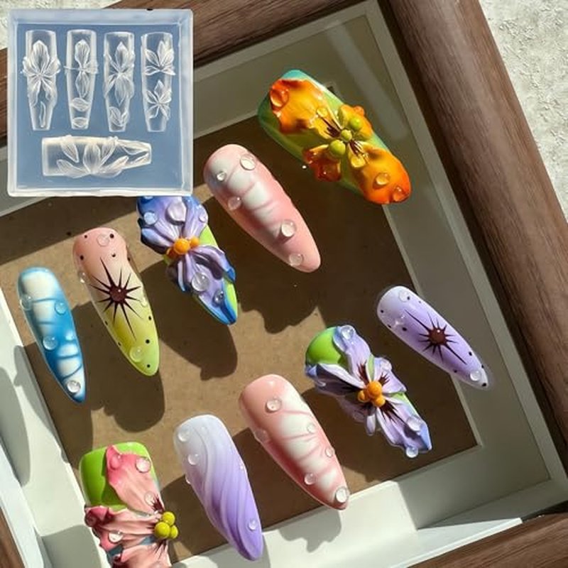 3D Flower Nail Art Molds Set - Lotus, Cherry Blossom, Orchid