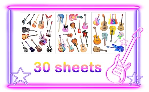 350 Guitar Temporary Tattoos - 30 Sheets for Rock & Music Parties