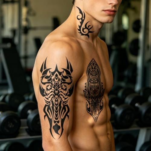 23 Pre-Cut Waterproof Temporary Tattoos - Viking & Wolf