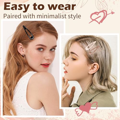 Gingbiss 50Pcs Snap Hair Clips for Women - Silicone Coated Metal Barrettes