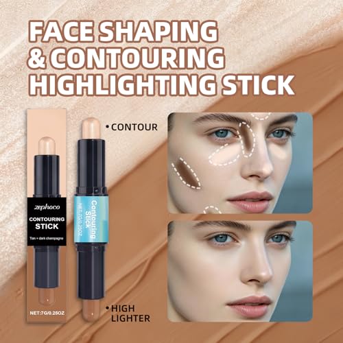 2-in-1 Contour & Highlighter Stick - Tan & Deep Champagne