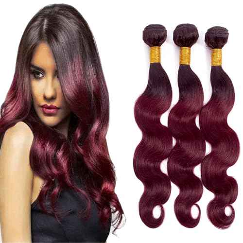 Burgundy Bundles Human Hair Ombre Body Wave Bundles 14 16 18 inch Brazilian Virgin Remy Hair Extensions Douboe Weft 1B99j Body Wave Bundles Human Hair Weave