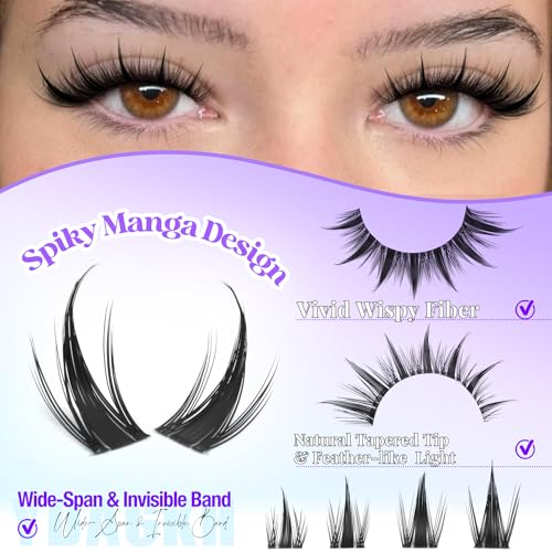 Anime Spiky Lash Clusters with Clear Band - 120Pcs
