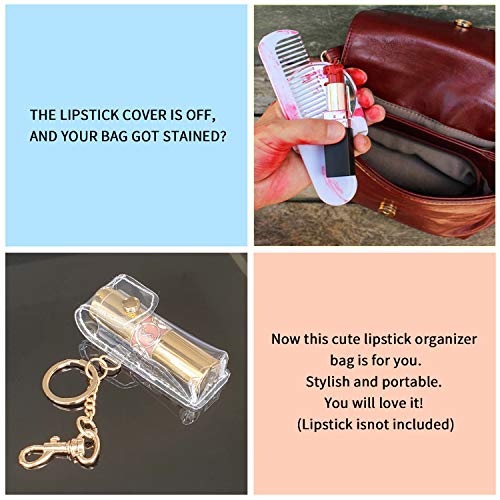 Patty Both Fashion Clear Lipstick Keychain Holder Lipstick Case Holder Lip Balm Holder with Key Chain, Portable