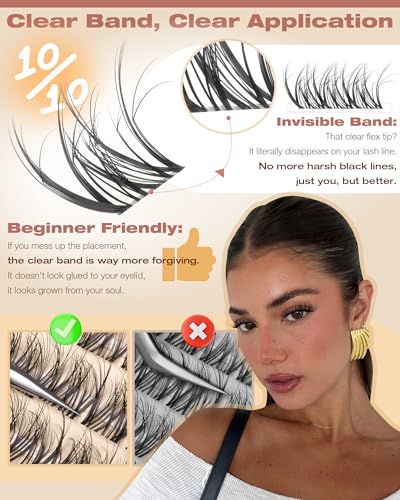 Spider Lash Clusters D Curly 8-16mm Clear Band Eyelash Extensions