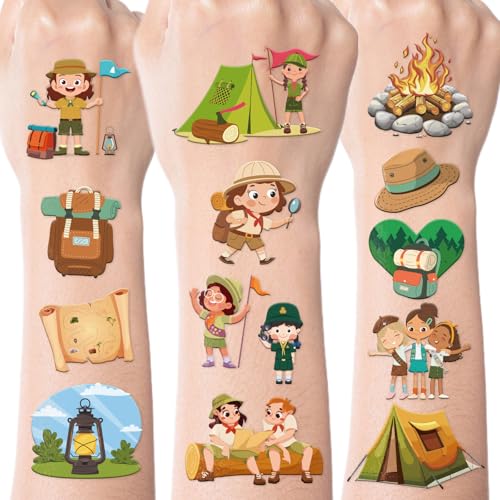 Girl Sccout Temporary Tattoos, 300+ Cute Girl Sccout Tattoo Stickers, Junior Brownie Scouts Cookies Party Favors Decorations for Girls Kids Cub Scouts Supplies Prizes Rewards