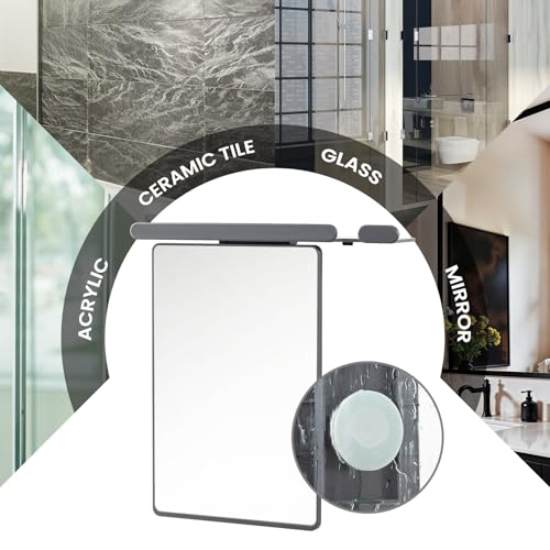 TAILI Fogless Shower Mirror with Storage Tray – 9.8 x 10.1 in, Light Gray, Rectangular