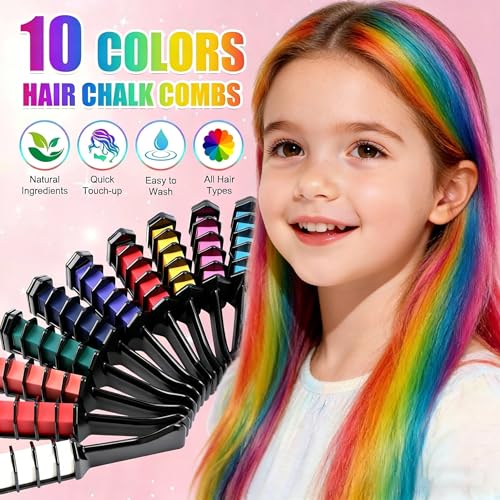 10 Colors Hair Chalk Combs - Temporary Washable Hair Color