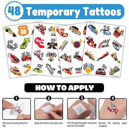 72-Piece Race Car Party Favors Pack | 24 Balloons & 48 Tattoos