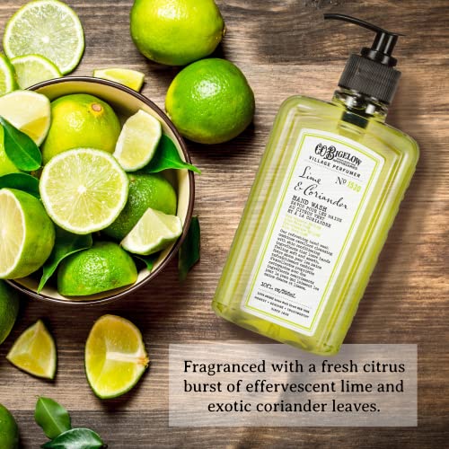C.O. Bigelow Lime Coriander Hand Wash, Village Perfumer Liquid Hand Soap with Aloe Vera & B5, 10 Fl Oz