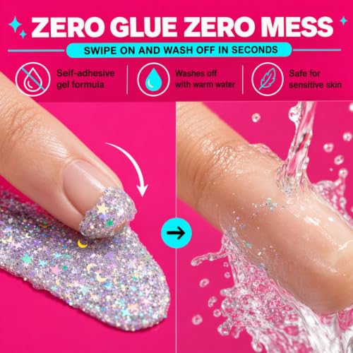 CAI Beauty Holographic Silver Glitter Gel - 3 oz Vegan & Non-Toxic