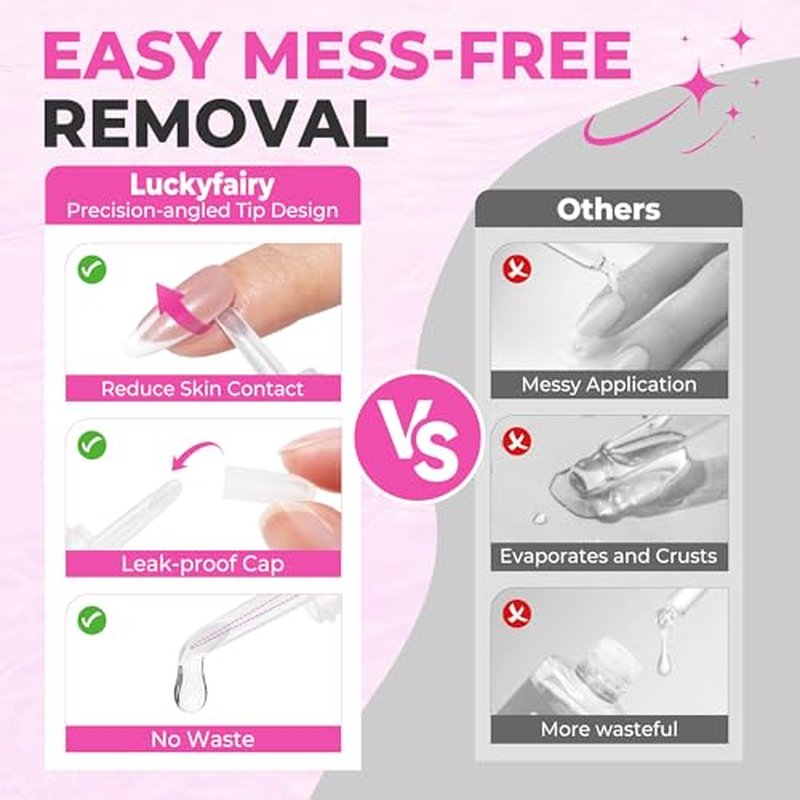 Luckyfairy Acetone-Free Nail Glue Remover - 15ml Precision Formula