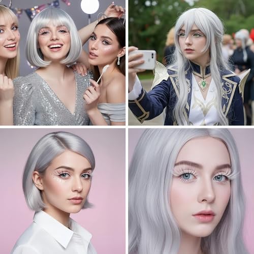 White Anime False Eyelashes - 2 Pairs Fluffy Lashes