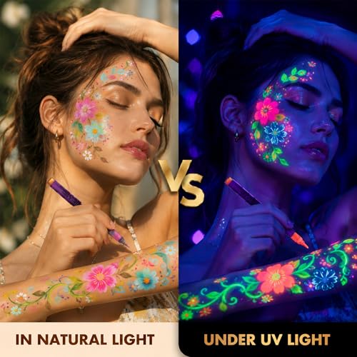 10 Color UV Neon Body Markers - Face & Body Paint for Festivals & Halloween - Variation 01