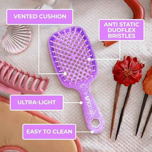FHI Heat UNbrush Detangling Brush for Pain-Free Brushing on All Wet or Dry Hair Types ? Durable DuoFlex Anti-Static Bristles, Lightweight Handle, Vented Hair Brush