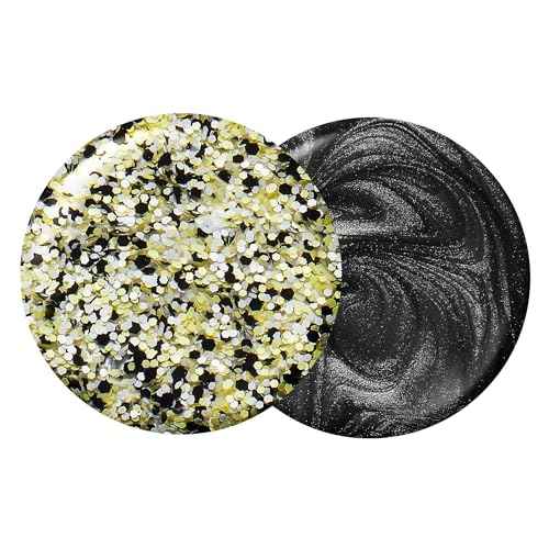 Sally Hansen Insta-Dri Despicable Me Nail Polish | Quick Dry, Long Lasting, Streak-Free Shine | Opaque, Glittery | 771 Gogglicious + 772 Deeply Despicable | Glittery White & Black Shimmer Nail Duo