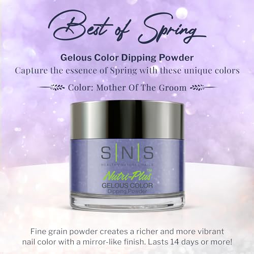 SNS Nail Dip Powder, Gelous Color Dipping Powder - Mother Of The Groom (Purple Blue/Violet Periwinkle), BOS14 - Long-Lasting Acrylic Nail Color & Polish - Low-Odor & No UV Lamp Required - 1 oz