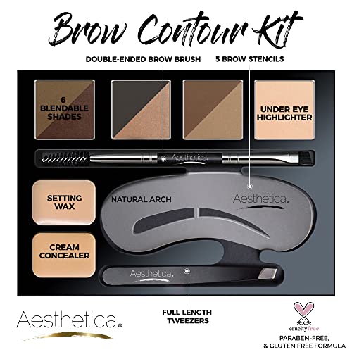 Aesthetica Brow Contour Kit 16-Piece Eyebrow Makeup Set