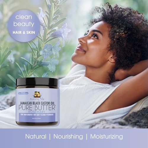 Sunny Isle Rosemary Jamaican Black Castor Oil Pure Butter 4oz | Stimulates Hair Growth | Effective Moisturizer Hair & Skin | All Types & Textures