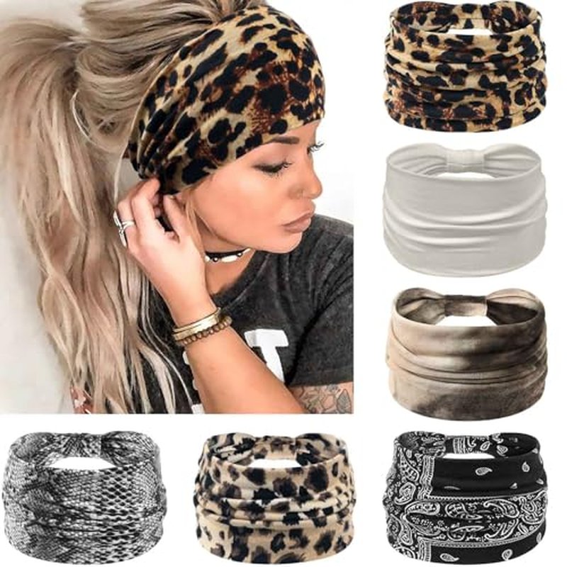 Awumbuk Wide Knotted Headband for Women - Non-Slip Boho Turban