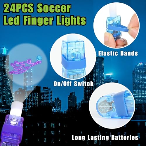 Soccer Party Favors Set - 72 PC (24 LED Lights & 48 Tattoos)