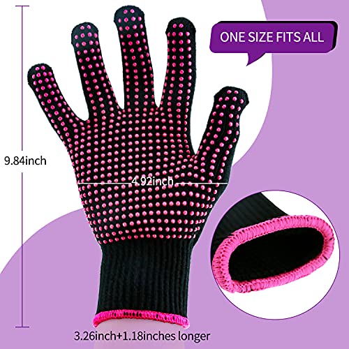 Heat Resistant Styling Gloves with Hair Clips & Comb Set