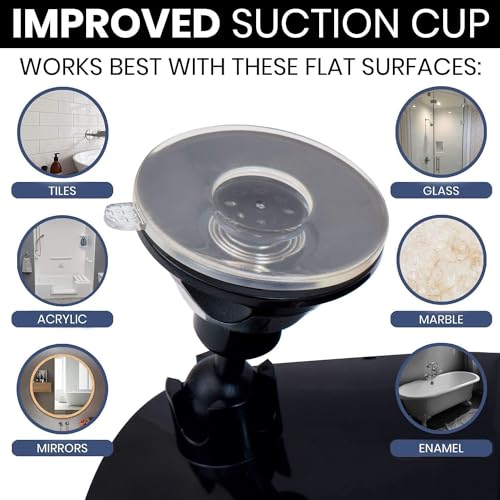 MIRRORVANA Dual Antifog Shower Mirror for Shaving - Shatterproof Mirror with Razor Holder, Upgraded Suction, 360¡Æ Swivel (8" Round, Black)
