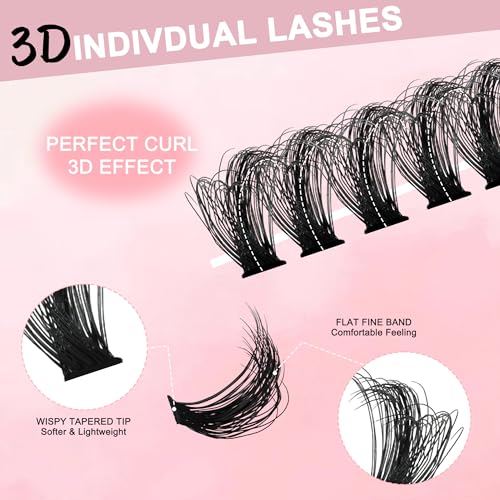 DIY Eyelash Extension Clusters Kit, 280pcs 80D+100D D Curl Lashes
