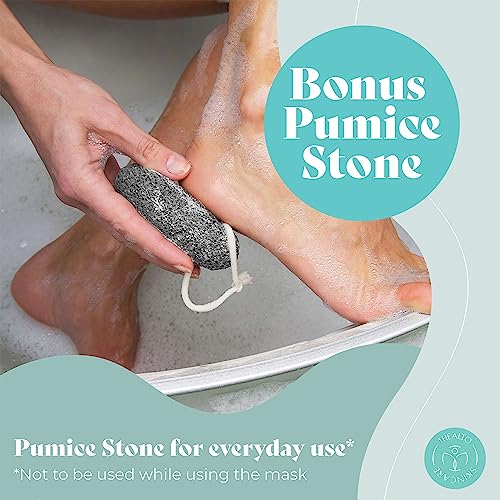 Thealto Foot Peel Mask Set - 2 Peppermint Scented Masks with Pumice Stone for Soft, Smooth Feet