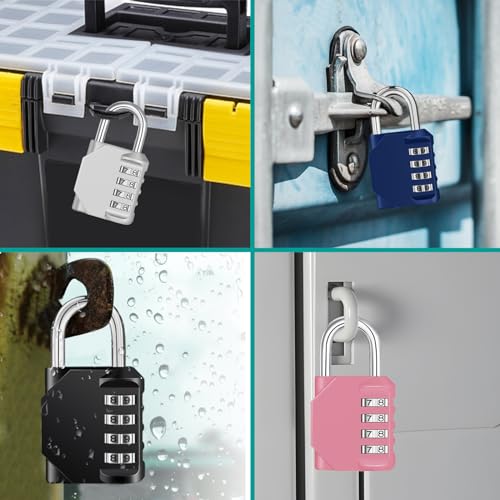 ZHEGE Combination Lock Outdoor, 4 Digit Re-settable Padlock for Gym, School, Fence, Employee Locker (Sliver)