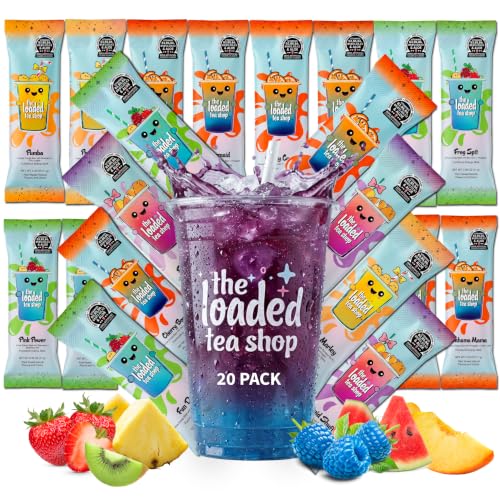 Loaded Tea Shop Energy Drink Mix Sticks - Variety 20 Pack, Sugar-Free