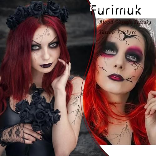 6 Sheets Blood Vessel Face Tattoos Halloween Zombie Vampire Makeup