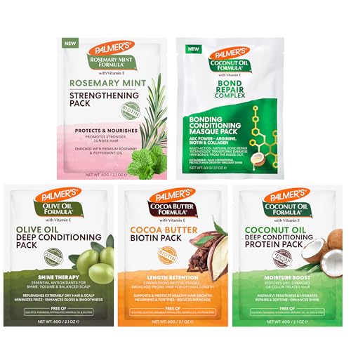 Palmer's Hair Care Packettes Variety Pack (Pack of 5), Length Retention Biotin, Shine Therapy Deep Conditioner, Amino Bonding Complex Conditioning Masque, Moisture Boost Protein & Strengthening Pack