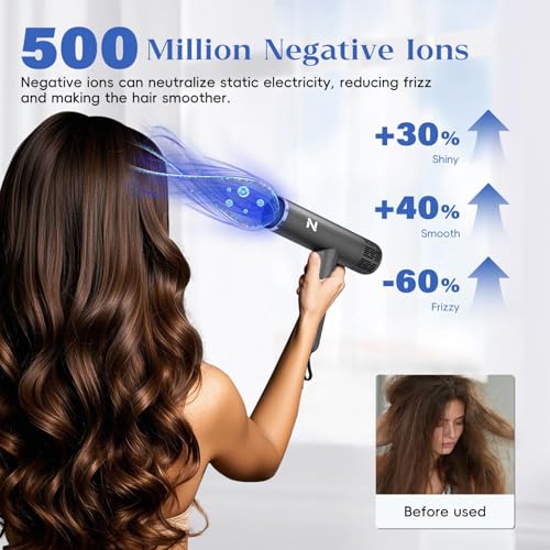 Natrial Ionic Hair Dryer with Diffuser - 1600W Fast Drying for Curly Hair