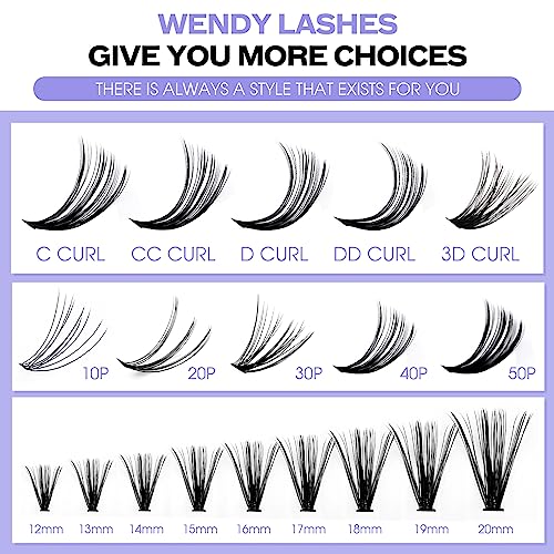 40D+3D Lash Clusters 16-20mm Mixed Curl DIY Eyelash Extensions