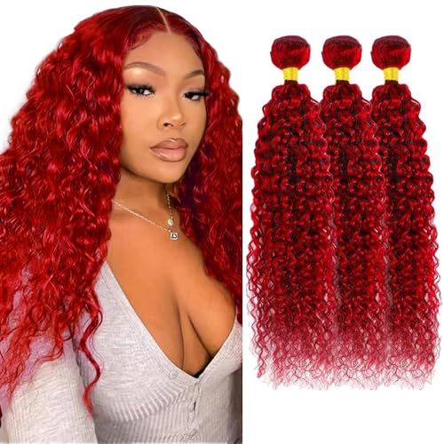Fire Red Kinky Curly Hair Bundles - 3 Pack, 14 16 18 Inch