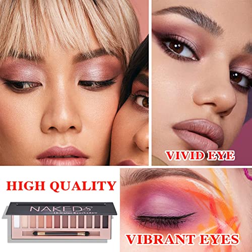 LZYLLS 12 Shades Nude Matte Eyeshadow Palette,Shimmer Naked Eyeshadow Palette,Eye Shadow Palette Natural Flash Waterproof Smoked Professional Makeup Palette With Brush(Matte)