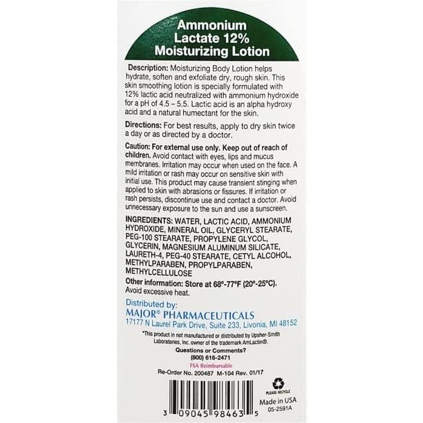 MAJOR Pharmaceuticals Ammonium Lactate Lotion 12% 396 g (14 oz) - Pack of 2