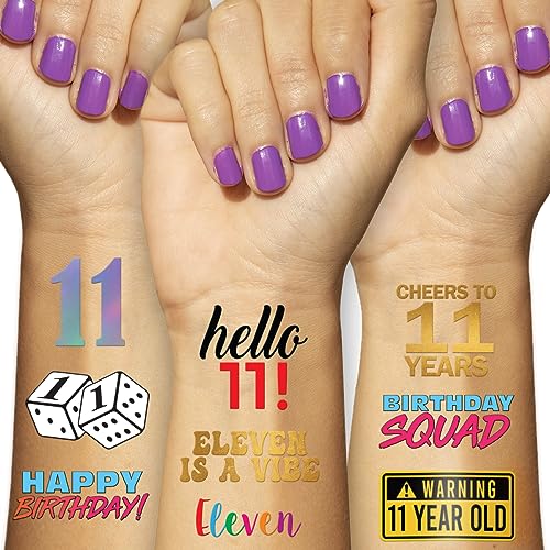11th Birthday Temporary Tattoos - 4 Waterproof Sheets