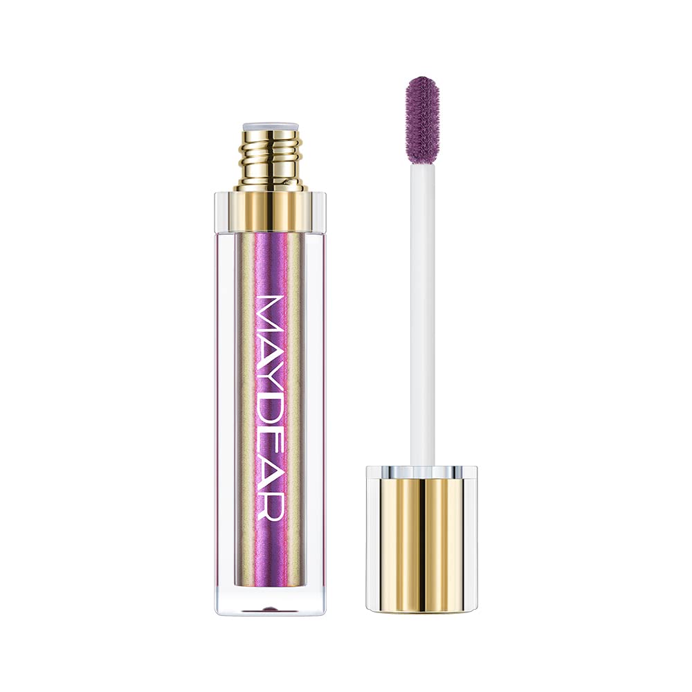 Maydear Chameleon Lipstick, High Pigmented Purple Lipstick for Women Metallic Shine Lip Gloss, Full-Coverage Multichrome Lipstick Long Lasting Rainbow Lip Makeup, Gloden Plum(09)