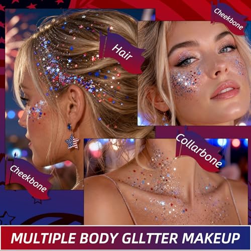 Red White Blue Glitter Stick – Patriotic Sparkle Makeup