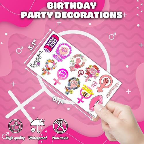 96PCS Feminist Temporary Tattoos - Women Power Party Favors