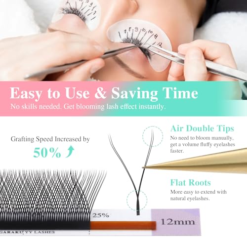 NAGARAKU YY Eyelash Extensions High Capacity 54 Rows 0.07 D Curl 7-15mm Mix Length Supplies Y Lash 4D Russian Volume Cross YY Eyelashes Handwoven Y Shaped Mesh Technology Wispy Cluster Matte Black