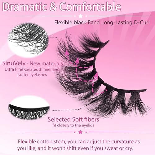 3D Mink Lashes 20 Pairs - Natural Look False Eyelashes