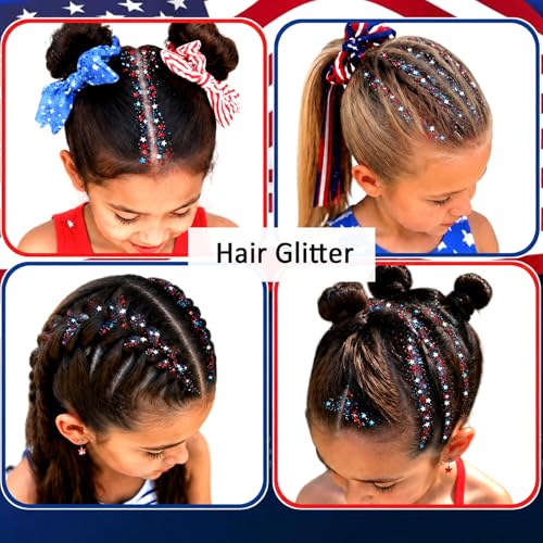 4th of July Red White Blue Glitter Stick Kit - Face & Hair