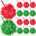 12 Pcs Christmas Bath Loofah Sponge Red Green Loofah Exfoliating Body Scrubber Shower Sponge 50g Mesh Shower Pouf Balls Gift Set for Women Men Bathing Accessories