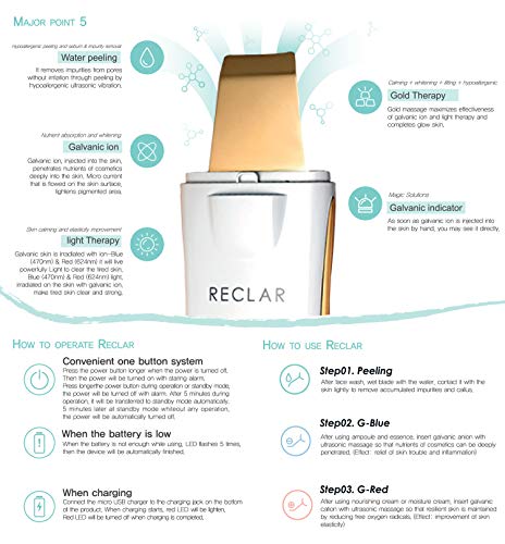Ultrasonic Water Peeling Facial Device with Gold Blade & Galvanic Massage